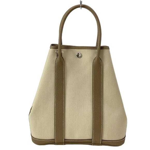 Auth HERMES Garden File PM - Beige Etoupe Toile Military Negonda Z Tote Bag - Picture 1 of 16